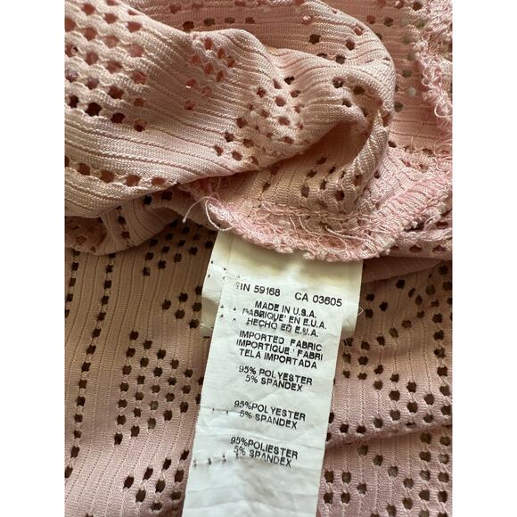 Karen by Karen Kane Oversized Eyelet Top Size Medium Rose Pink Shirt Stretch - Picture 4 of 6